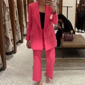 Aritzia Wilfred Hot Pink Double Breasted Oversized Blazer Pantsuit